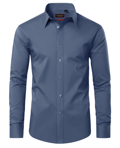 HOTLion Nardo Cotton Mens Dress Shirts Long Sleeve Wrinkle Free Business Casual Button Down Shirts Formal Shirts Big and Tall