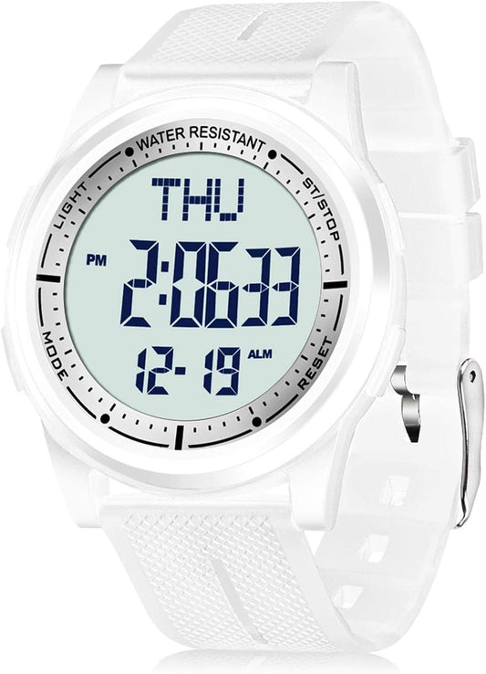HOTBeeasy Digital Watch for Men Women, 50M Waterproof, Ultra-Thin & Lightweight, 44mm Silicone Sports Watch with Alarm, Stopwatch, Countdown, Ideal for Gym, Running, School, Daily Wear
