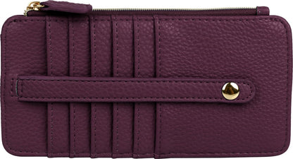 HOTJulia Buxton Vegan Leather Thin Card Case for Women with RFID Blocking, Compact Wallet with 6 Card Slots, ID Window & Zipper Pocket, Ideal Gift, Classic Sage