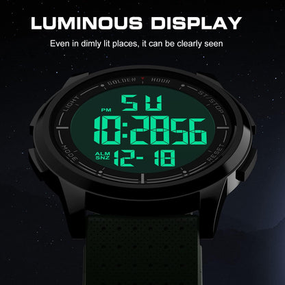 HOTGOLDEN HOUR Ultra-Thin Minimalist Sports Waterproof Digital Watches Men with Wide-Angle Display Rubber Strap Wrist Watch for Men Women