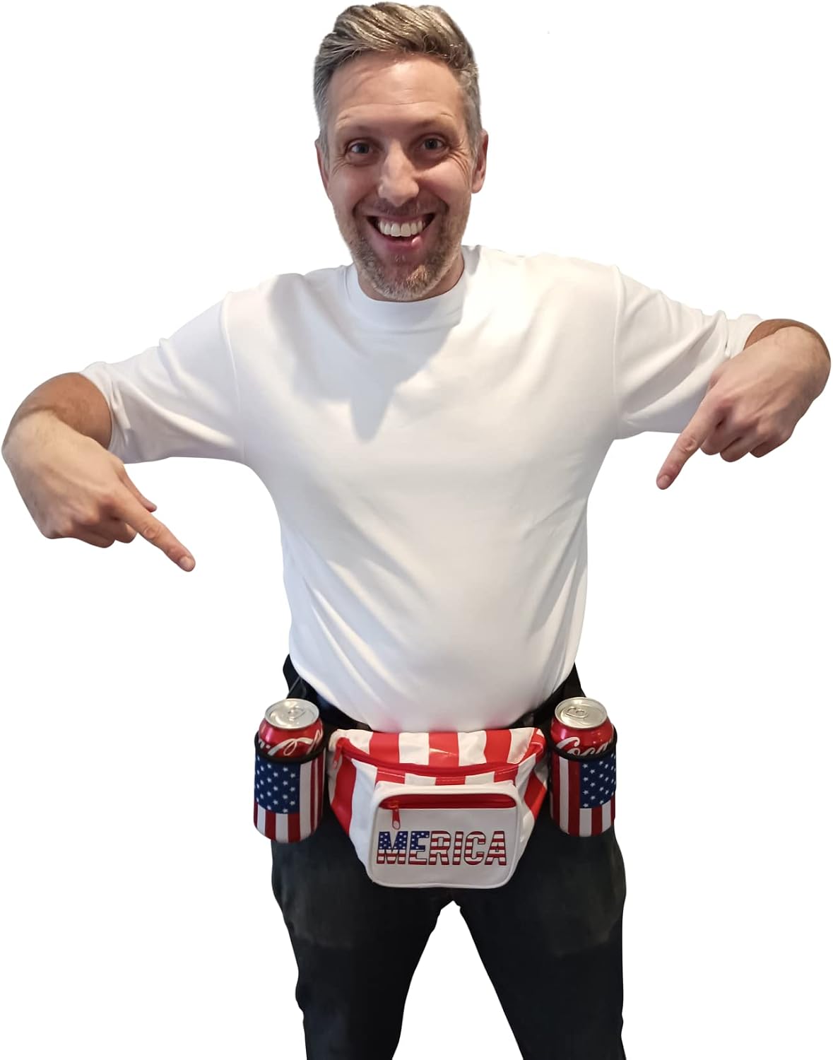 HOTHandinHandCreations USA Merica Beverage Belt Fanny Pack Holster All American Classic Costume 4th of July