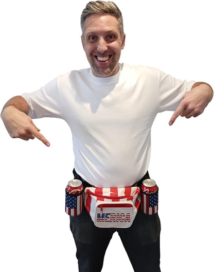 HOTHandinHandCreations USA Merica Beverage Belt Fanny Pack Holster All American Classic Costume 4th of July