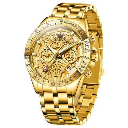 HOTOLEVS Watch for Men Skeleton Business Dress Stainless Steel Waterproof Luminous Mens Wrist Watch