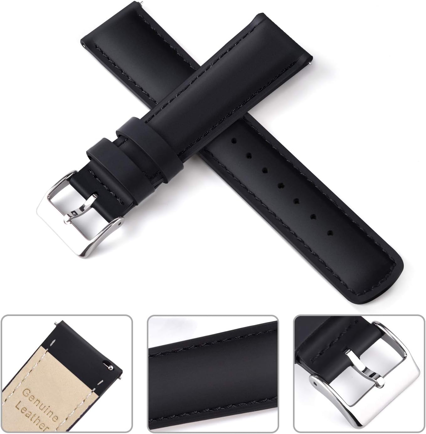 HOTRitche Christmas Gift Quick Release Leather Watch Bands Genuine Watch Straps for Men Women Top Grain Leather Watch Strap, White Elephant Gifts, Stocking Stuffers for Men, Father's Day gifts