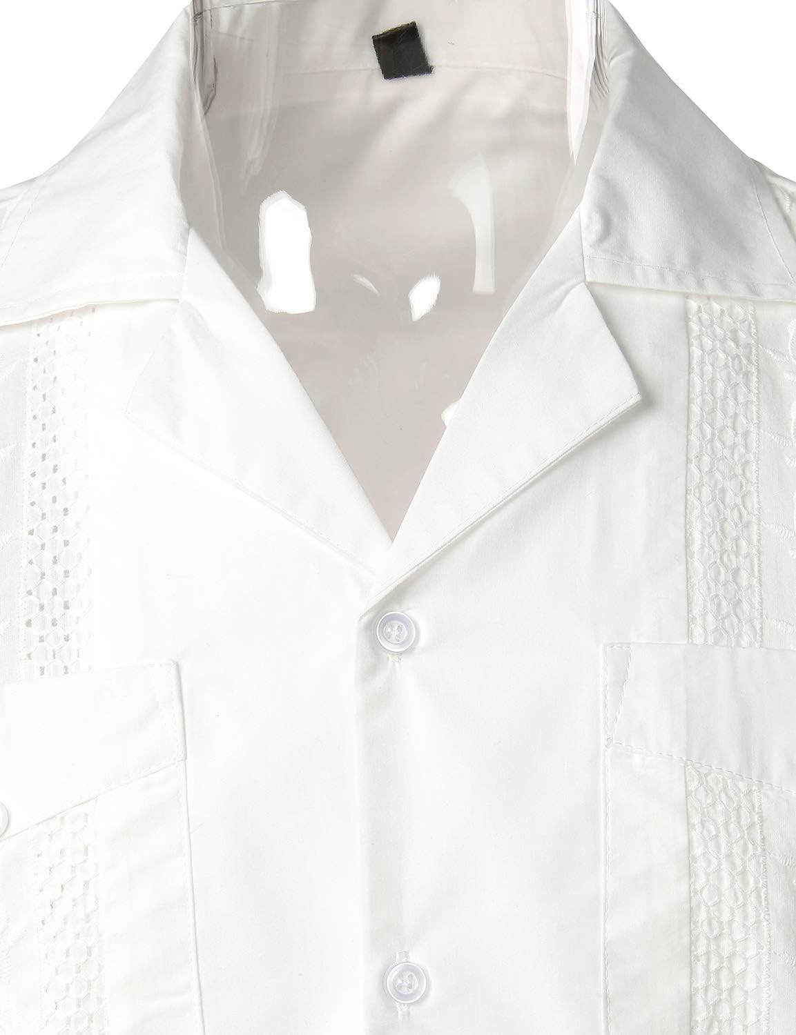 HOTVATPAVE Mens Short Sleeve Button Down Cuban Guayabera Shirts | Camp Collar, Button Up, Wedding, Breathable, Casual Stylish, Summer, Hawaiian, Vacation, Embroidered, Holiday, with Pocket