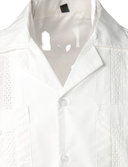 HOTVATPAVE Mens Short Sleeve Button Down Cuban Guayabera Shirts | Camp Collar, Button Up, Wedding, Breathable, Casual Stylish, Summer, Hawaiian, Vacation, Embroidered, Holiday, with Pocket
