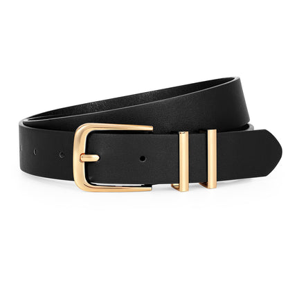HOTVONMELLI Women's Soft Faux Leather Belt for Jeans Pants Dress Fashion Ladies Waist Belt with Gold/Silvery Buckle