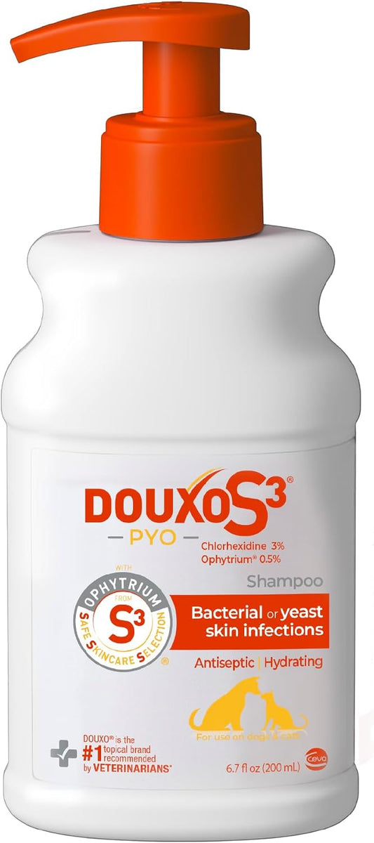 HOTDouxo S3 PYO Medicated Dog Shampoo with 3% Chlorhexidine for Dogs – Antibacterial & Antiseptic Yeast Infection Treatment For Dogs & Cats, Clinically Proven, 6.7 fl oz | Antibacterial & Antiseptic Yeast Infection Treatment For Dogs & Cats, Clinically Pr