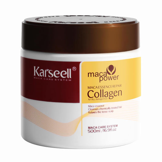 HOTKarseell Collagen Hair Treatment Deep Repair Conditioning Argan Oil Collagen Hair Mask Essence for Dry Damaged Hair All Hair Types 16.90 oz 500ml