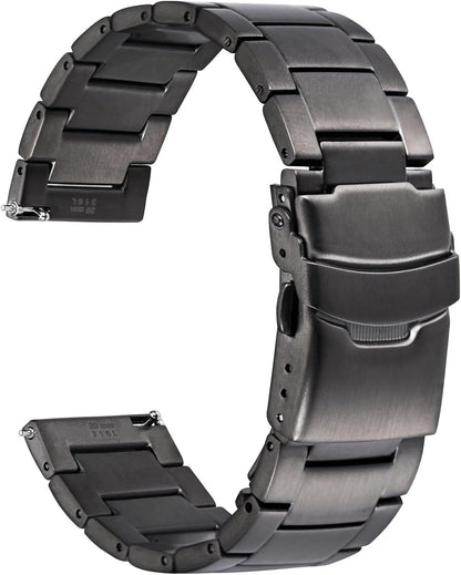 HOTWOCCI 22mm Heavy-duty Metal Watch Band for Men, 316L Stainless Steel, Double Locking Deployant Clasp (Space Grey)