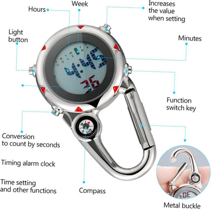 HOTIMIKEYA Outdoor Sport Watches Stopwatch, Clip Watch Clip Hanging on Quartz Watch for Climbing Hiking