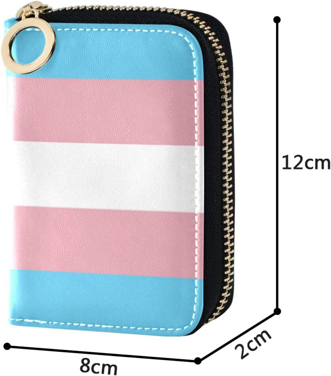 HOTTransgender Pride Flag RFID Credit Card Holder Wallets Accordion for Women Leather Zipper Card Case Accordion Wallet for Ladies Girls