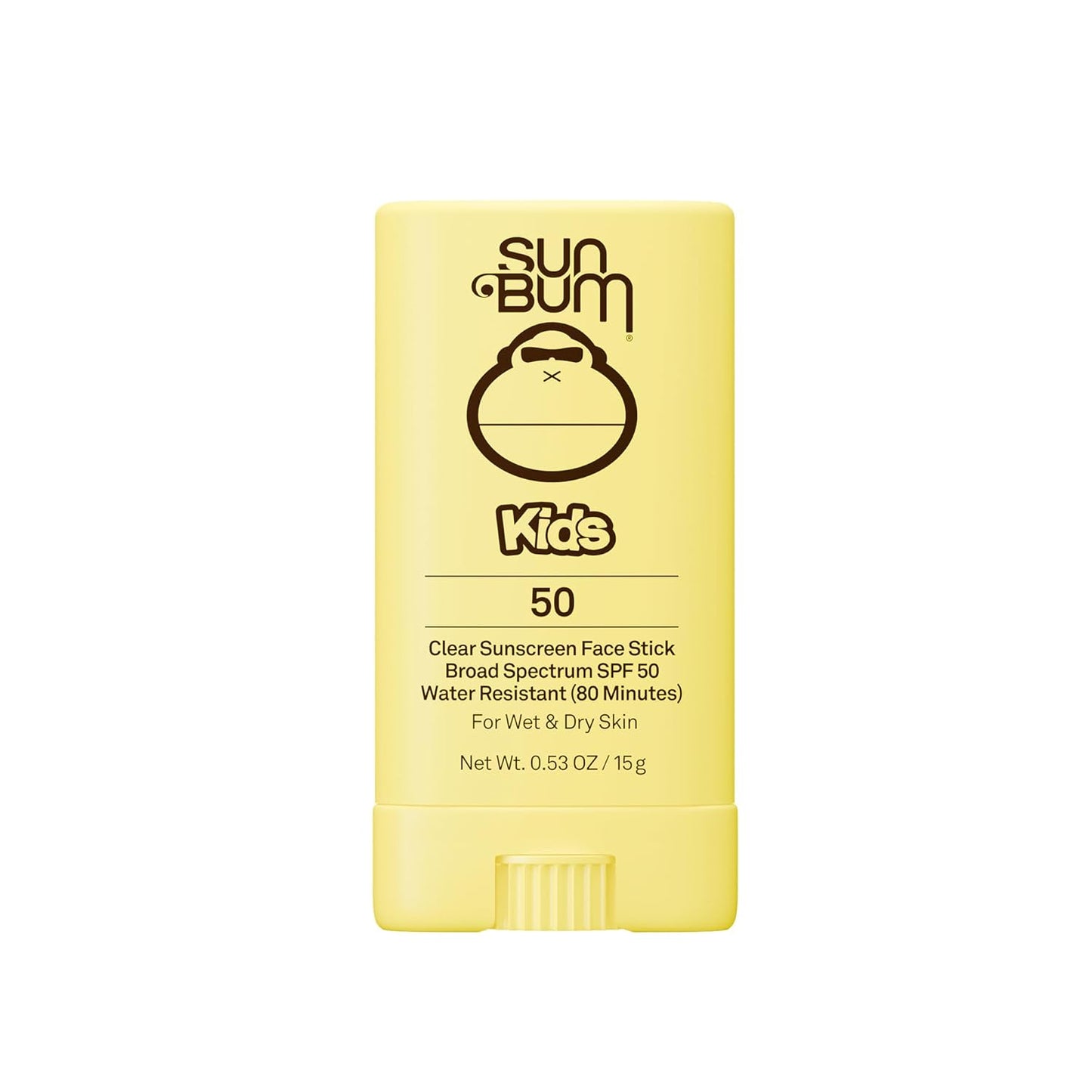 HOTSun Bum Kids SPF 50 Clear Face Stick Sunscreen - Wet or Dry Skin Application Broad Spectrum Sunscreen with Vitamin E - Hawaii Act 104 Compliant (Without Octinoxate & Oxybenzone) - Travel Size 0.53 oz