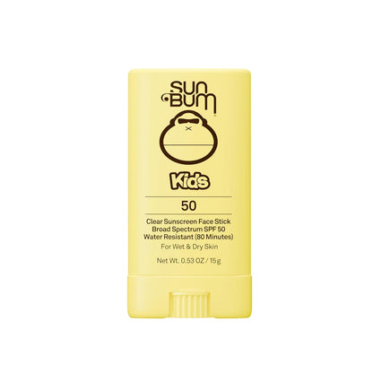 HOTSun Bum Kids SPF 50 Clear Face Stick Sunscreen - Wet or Dry Skin Application Broad Spectrum Sunscreen with Vitamin E - Hawaii Act 104 Compliant (Without Octinoxate & Oxybenzone) - Travel Size 0.53 oz
