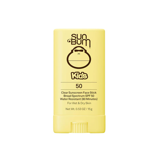 HOTSun Bum Kids SPF 50 Clear Face Stick Sunscreen - Wet or Dry Skin Application Broad Spectrum Sunscreen with Vitamin E - Hawaii Act 104 Compliant (Without Octinoxate & Oxybenzone) - Travel Size 0.53 oz