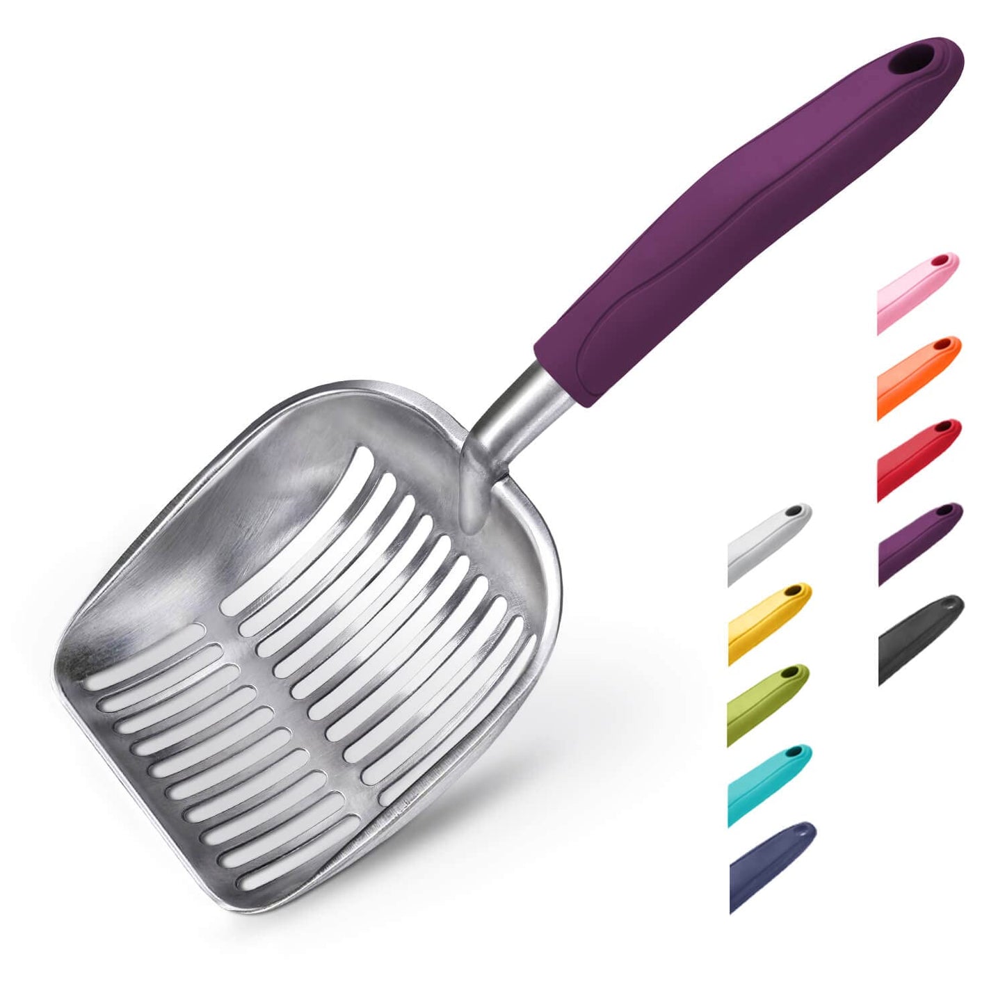 HOTWePet Cat Litter Scoop, Aluminum Alloy Sifter, Kitty Metal Scooper, Deep Shovel, Long Handle, Poop Sifting, Kitten Pooper Lifter, Durable, Heavy Duty, for Litter Box