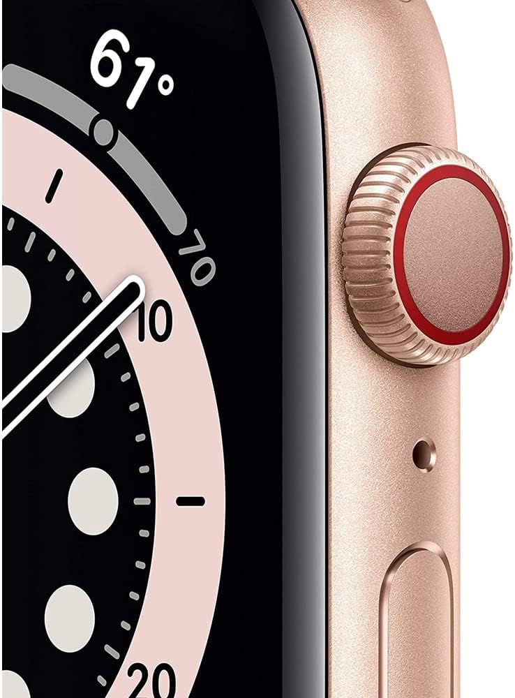 HOTApple Watch Series 6 (GPS + Cellular, 44mm) - Gold Aluminum Case with Pink Sport Band (Renewed)