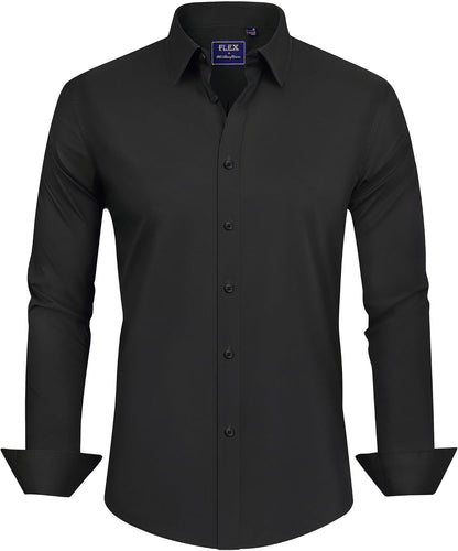 HOTJ.VER Men's Dress Shirts Stretch Stain Shield Long Sleeve Solid Formal Shirt Business Casual Button Down Shirts