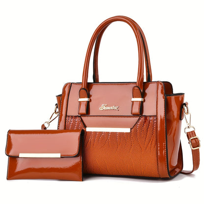 today's deals，No middlemen to make the difference!Classic Solid Color Crocodile Pattern Tote Bag With Clutch Purse, Textured Bags For Women