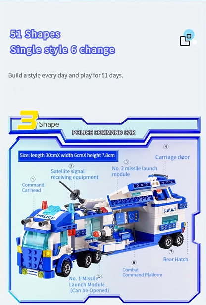 Department Car Building Blocks, City Patrol Police Toy, Vehicle Truck Action Figures Brick Toys For Children, Role-Play Toys For Boys