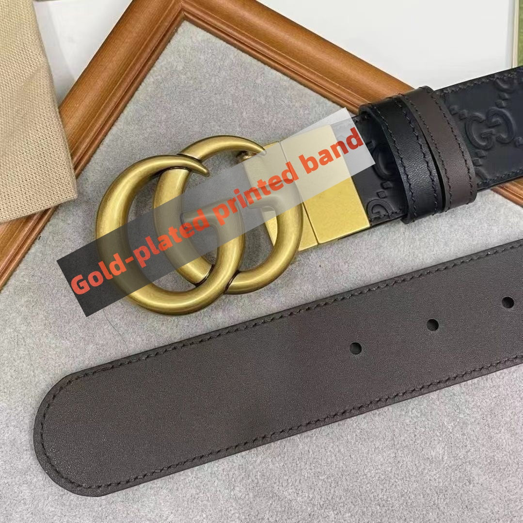【#A510】Vintage All Over Print Double Loop Metal Buckle Wide Belt For Men & Women