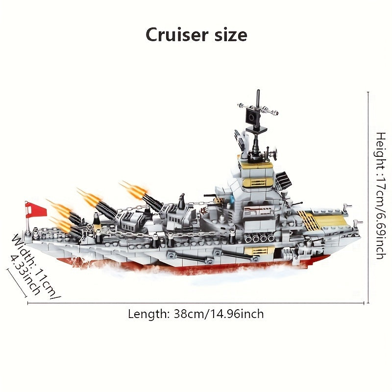 884pcs Army Marine Cruiser Warship Building Blocks Aircraft Holiday Gifts Thanksgiving, Halloween, Christmas Weapons Boat Building Blocks Ur