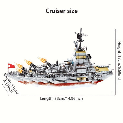 884pcs Army Marine Cruiser Warship Building Blocks Aircraft Holiday Gifts Thanksgiving, Halloween, Christmas Weapons Boat Building Blocks Ur