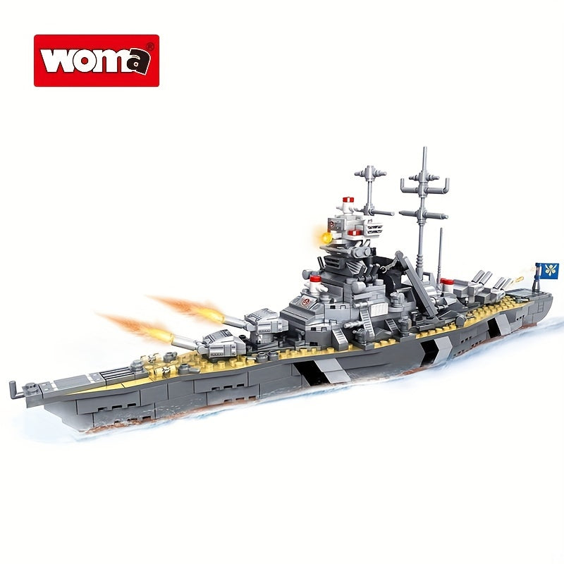 Building Block Aircraft Carrier Bismarck Battle Line Warship Assembly Set - Compatible with Other Building Blocks - Perfect Boys Toy and Bir