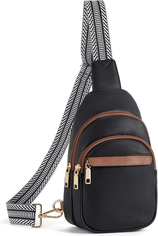 HOTBOSTANTEN Sling Bag for Women Leather Crossbody Bags Fanny Pack Chest Bag for Travel
