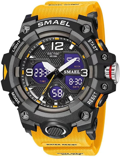 HOTGosasa Men's Large Face Outdoor Sports Watches Military S-Shock Watch Waterproof, Backlight, Alarm, Stopwatch Features - Rugged Wristwatch for Training, Hiking, and Adventure