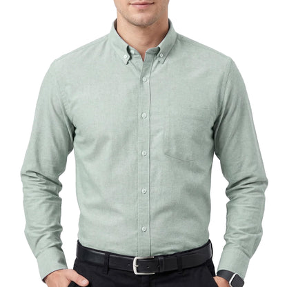 HOTCotton King Mens 100% Cotton Oxford Shirt Long Sleeve Dress Shirts for Men Button Down Work Casual Shirt with Pocket