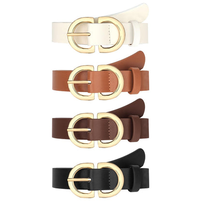HOTYARIEW 4 Pack Leopard Belts for Women Leather Belts for Jeans Pants Ladies Dress Belt Waist Belt with Gold Buckle