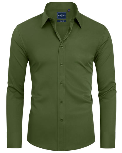 HOTAlimens & Gentle Slim Fit Dress Shirts for Men Long Sleeve Stretch Stain Proof Wrinkle Free Button Down Shirts Formal Shirts