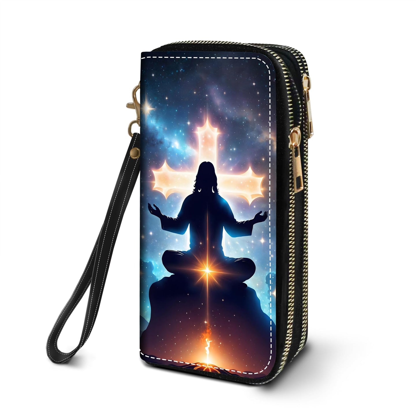 HOTWomen's Large Capacity Wallet PU Leather Double Zipper Clutch Purse Multifunctional Wallet with Removable Wristlet Strap for Smart Phone/Coin/Card/Cash, Floral Quotes Bible Verse Philippians 4-13