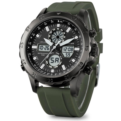 HOTPINDOWS Mens Digital Analog Watches, Multifunction Sport Casual | Dual time display, bright night backlight, daily alarm, precision stopwatch, and splash-proof construction