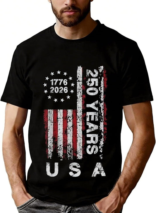 HOT250 Anniversary USA Shirts: 1776-2026 250th Birthday Patriotic American Flag T-Shirt 4th of July Shirt