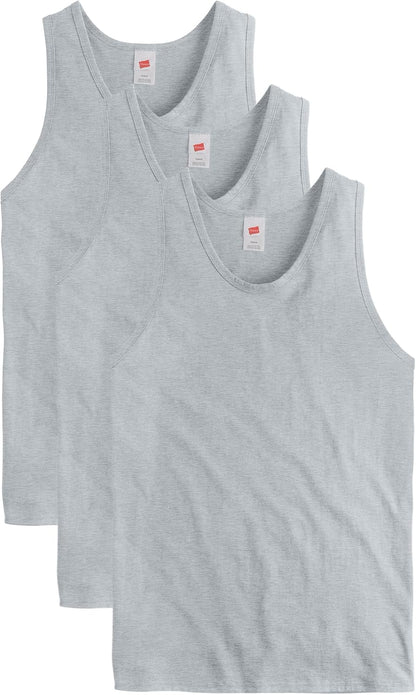 HOTHanes Men's Essentials Tank Top Pack, Midweight Cotton Tanks, Sleeveless Shirts, 3-Pack