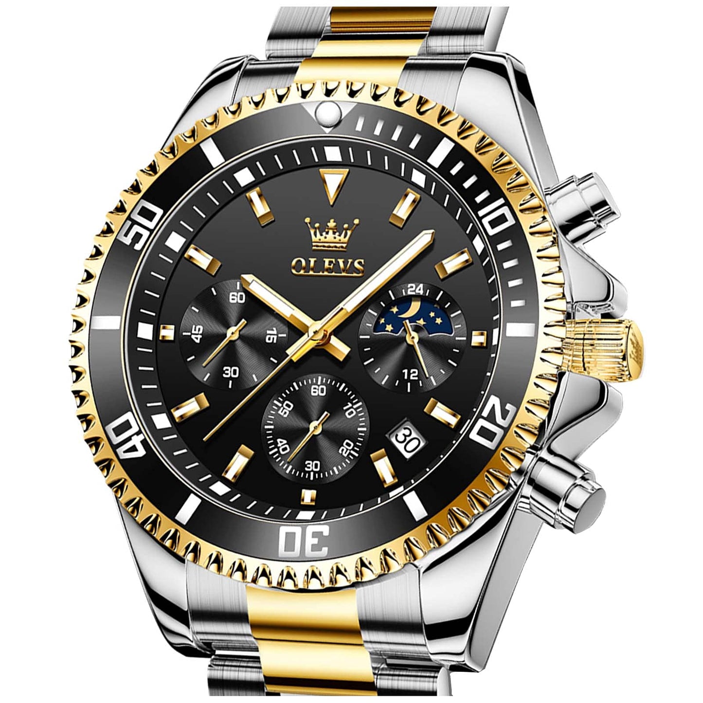 HOTOLEVS Mens Stainless Steel Watch Fashion Luxury Big Face Analog Waterproof