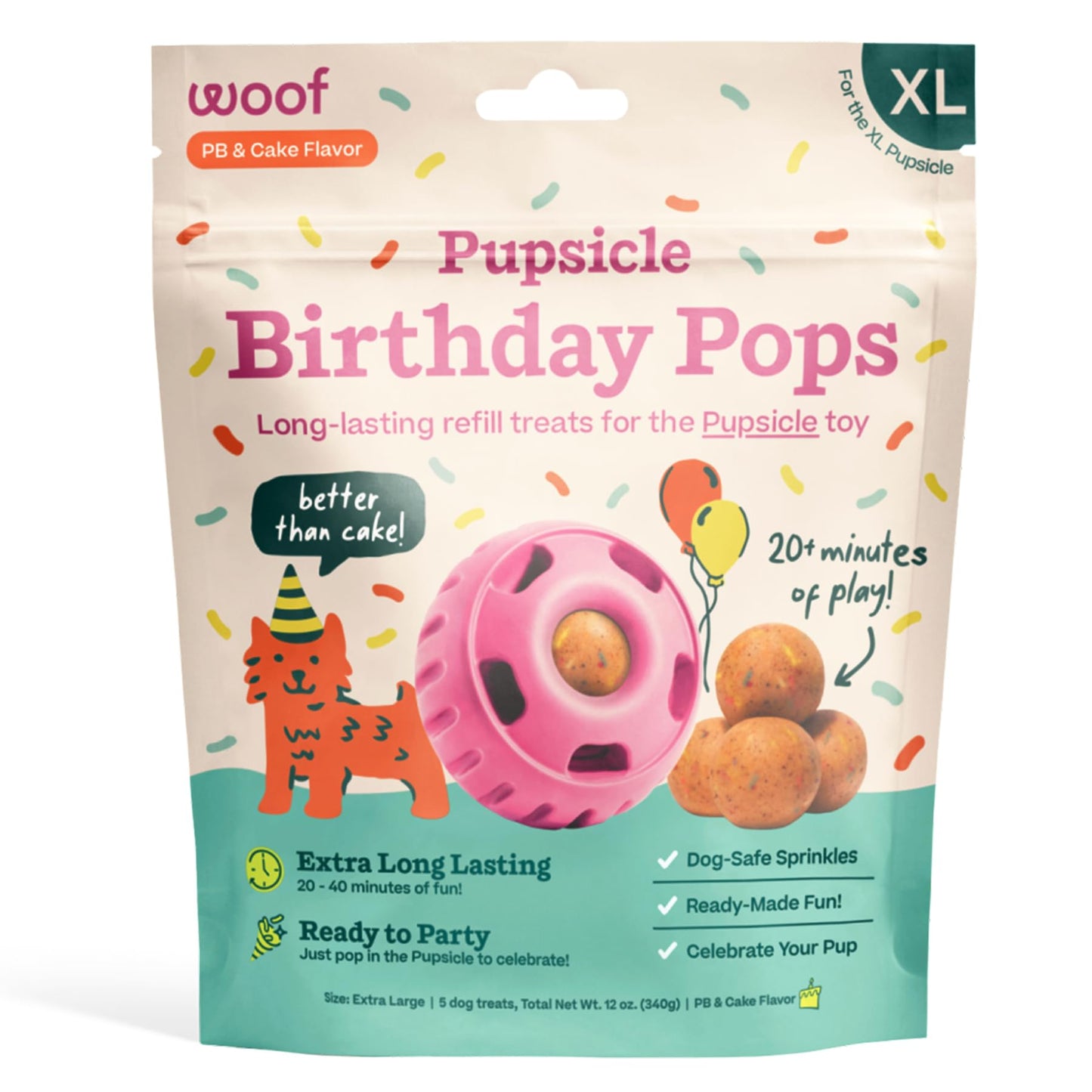 HOTWOOF Pupsicle Refill Pops - Low-Mess Dog Snacks - with Peanut Butter and Beef - Dog Treats - Long Lasting - Large Pops - 7 Count