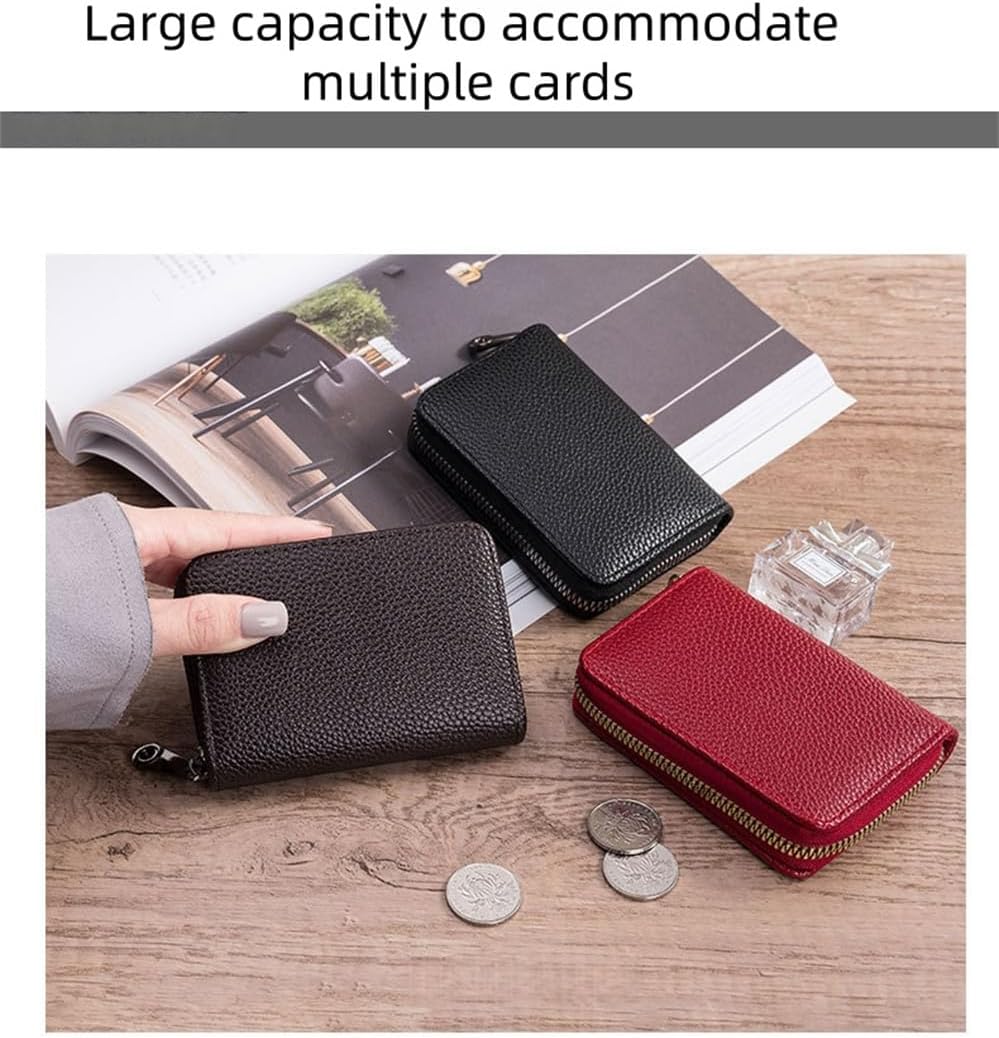 HOTCard Holder Female Degaussing Anti-Theft Brush Certificate Multi-card Holder Male Short Large-capacity Organ Bag Card Holder Handbag. 1pcs (leather-brown)