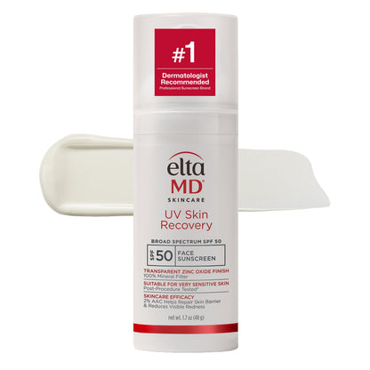 HOTEltaMD UV Skin Recovery 100% Mineral Sunscreen, SPF 50, Redness Correcting Face Sunscreen, Safe for Sensitive Skin