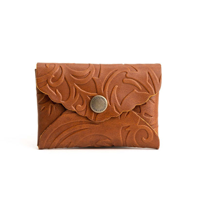 HOTPortland Leather Goods Mini Daisy Wallet for Women – Handmade from the Finest Full-Grain Hides – Features Envelope Design with Snap Closure – Honey
