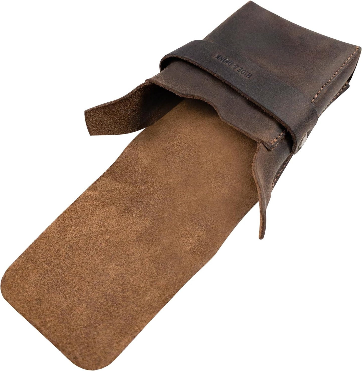 HOTHide & Drink, Classic Case for Playing Cards (Not Included) Secure Storage, Playing Deck Holder, Travel Accessory, Full Grain Leather, Handmade, Bourbon Brown