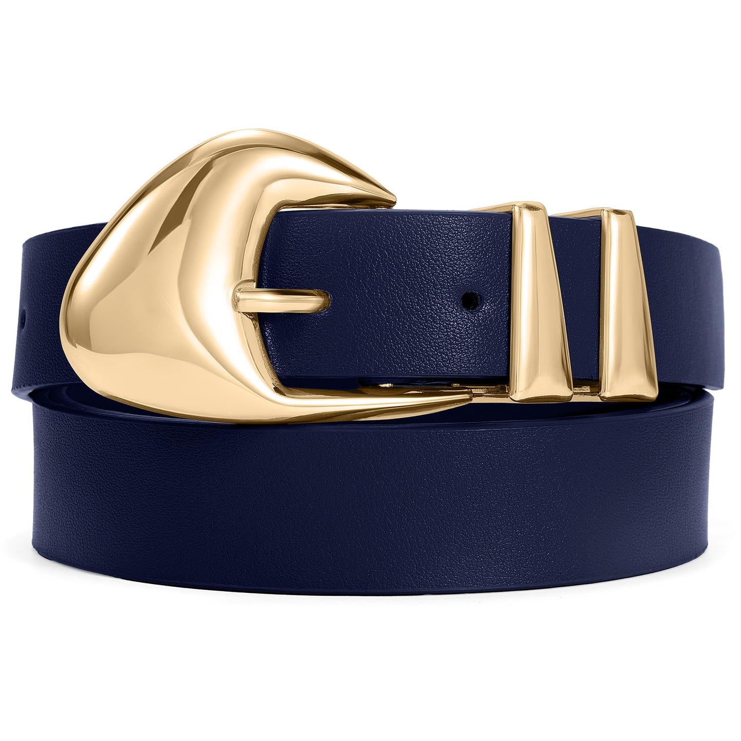 HOTXZQTIVE Women's Leather Belts for Jeans Dress Pants Black Brown Belts for Women Ladies Waist Belts with Gold Buckle