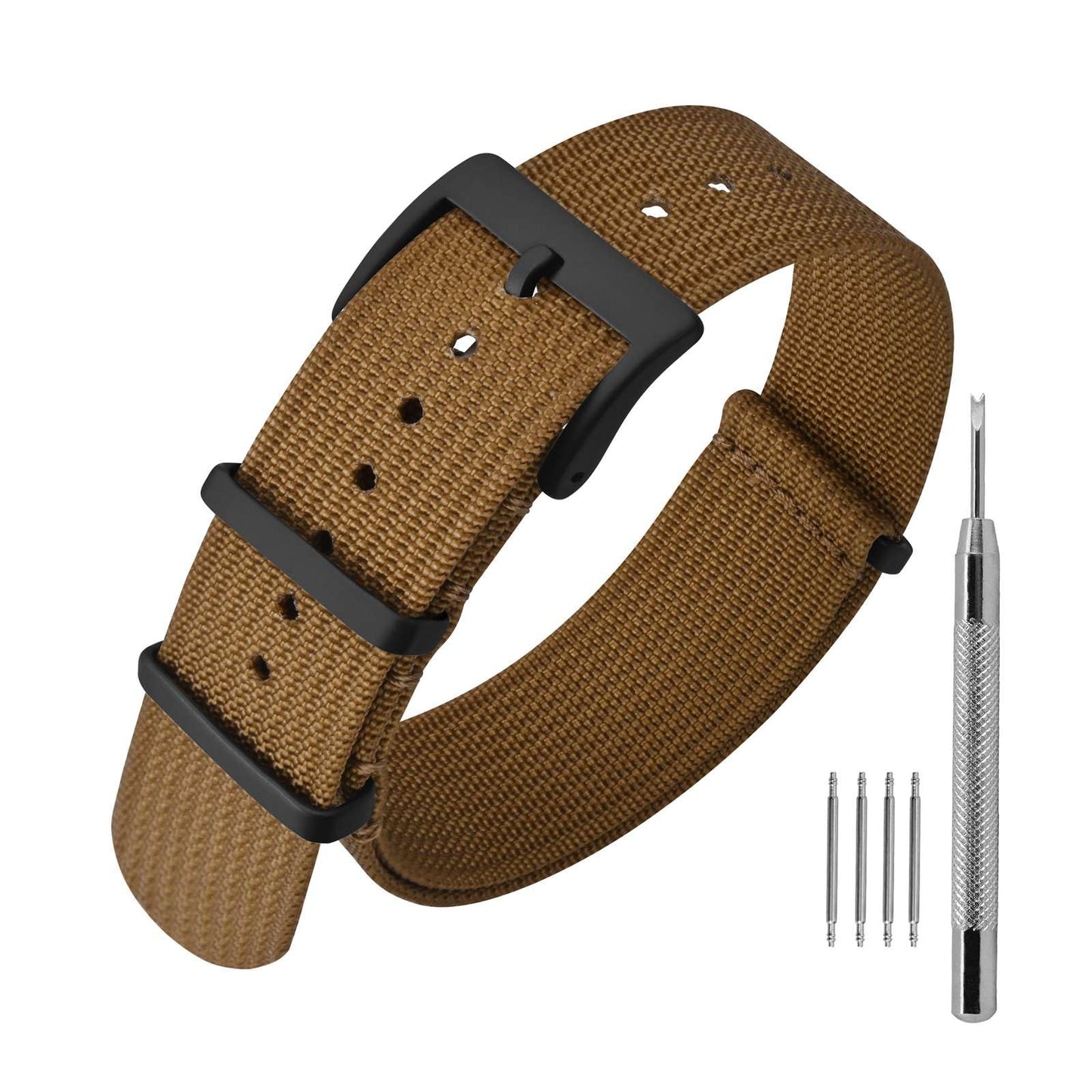 HOTANNEFIT Nylon Watch Band 16mm 18mm 20mm 22mm, One-Piece Waterproof Military Watch Straps with Heavy Buckle