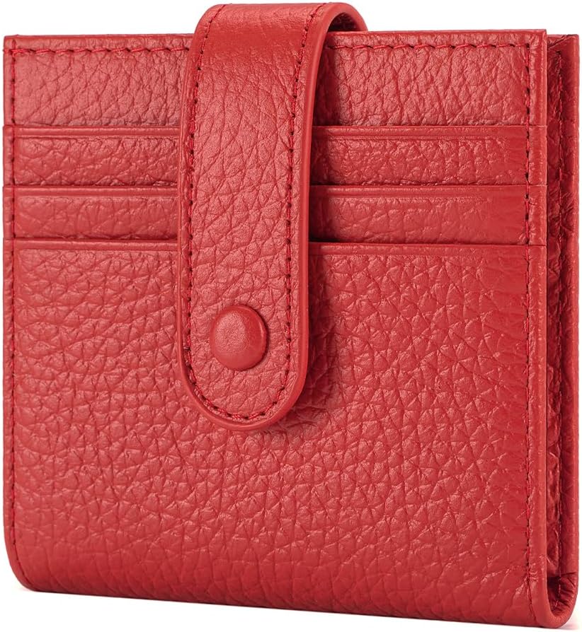 HOTSmall Wallet For Women Slim Leather Bifold Wallets RFID Credit Card Holder With Zipper Coin Pouch ID Window,Red