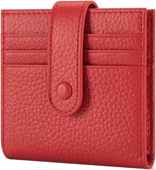 HOTSmall Wallet For Women Slim Leather Bifold Wallets RFID Credit Card Holder With Zipper Coin Pouch ID Window,Red