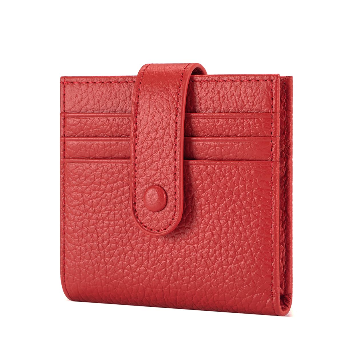 HOTSmall Wallet For Women Slim Leather Bifold Wallets RFID Credit Card Holder With Zipper Coin Pouch ID Window,Red