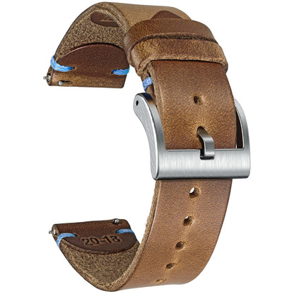 HOThemsut h Leather Watch Bands for Men, Horween Quick Release Leather Watch Strap Vintage Watch Replacement Wrap of 18mm, 20mm, 22mm