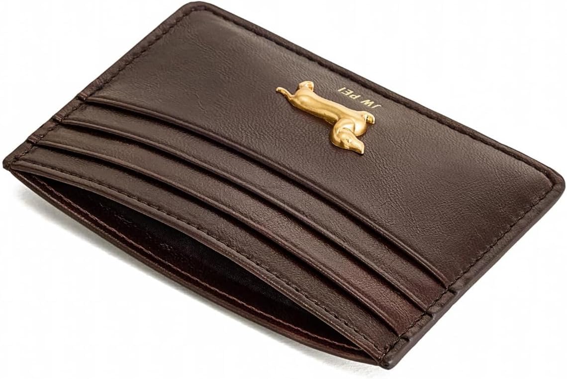 HOTJW PEI Maeve Dachshund Metal Emblem Card Holder - Chocolate